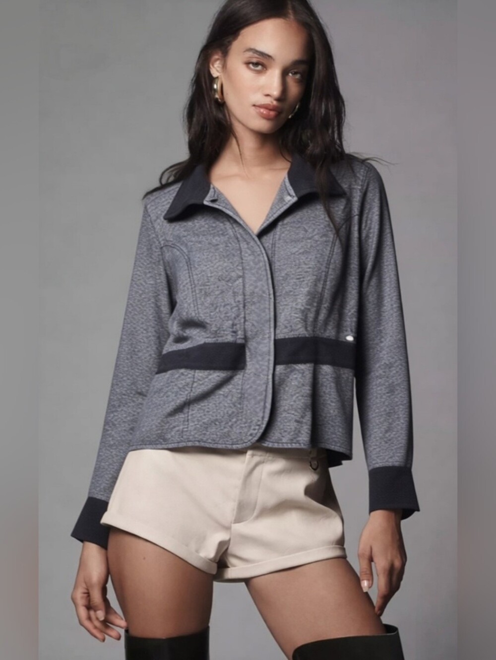 Guess Charcoal and Black Fleece Jacket